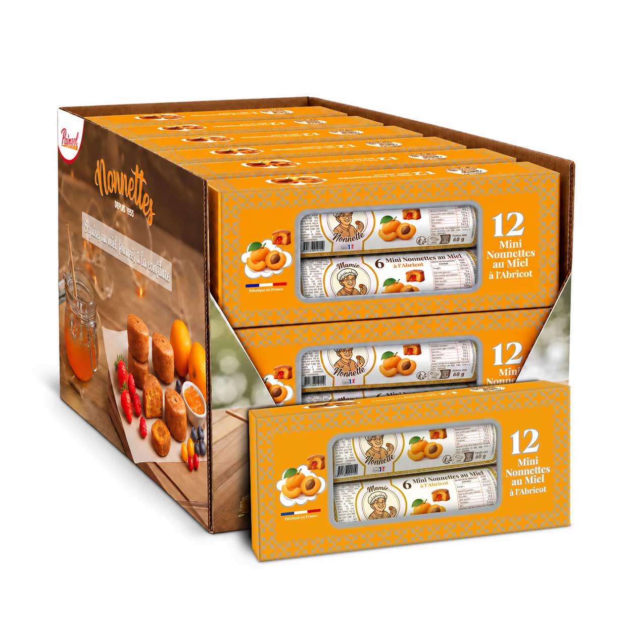 Mini Nonnettes Abricot – Boîte de 2 rouleaux 60 g (12 boîtes)