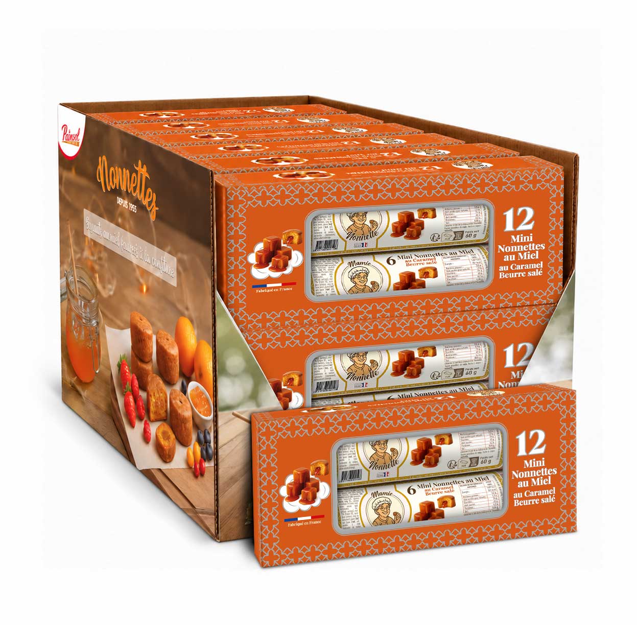 Mini Nonnettes Caramel – Boîte de 2 rouleaux 60 g (12 boîtes)