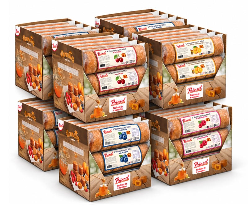 Carton de 8 colis de Nonnettes 150g (8 parfums assortis - 96 rouleaux)