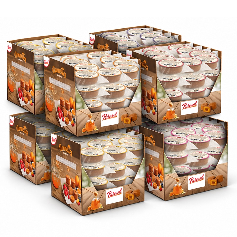 Carton de Nonnettes individuelles 25g – 8 Parfums Assortis (320 unités)