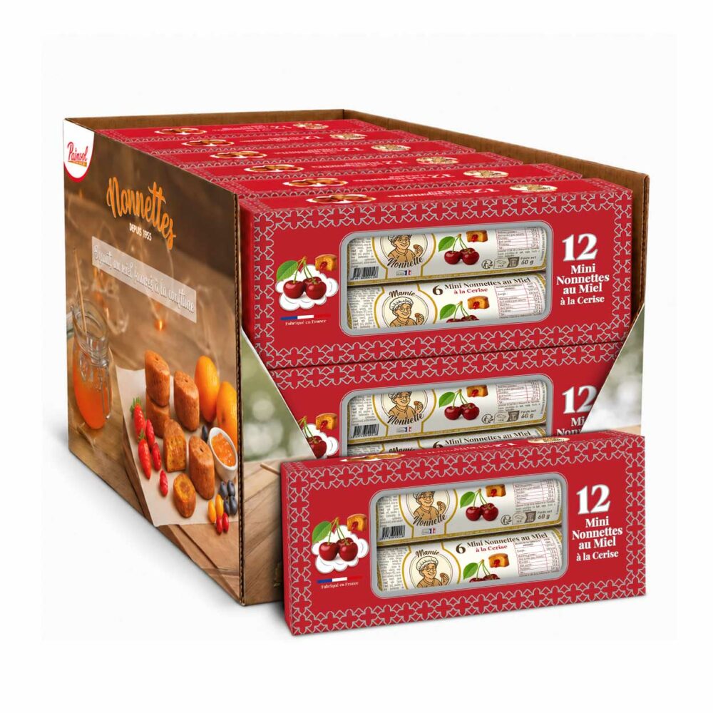 Mini Nonnettes Cerise – Boîte de 2 rouleaux 60 g (12 boîtes)