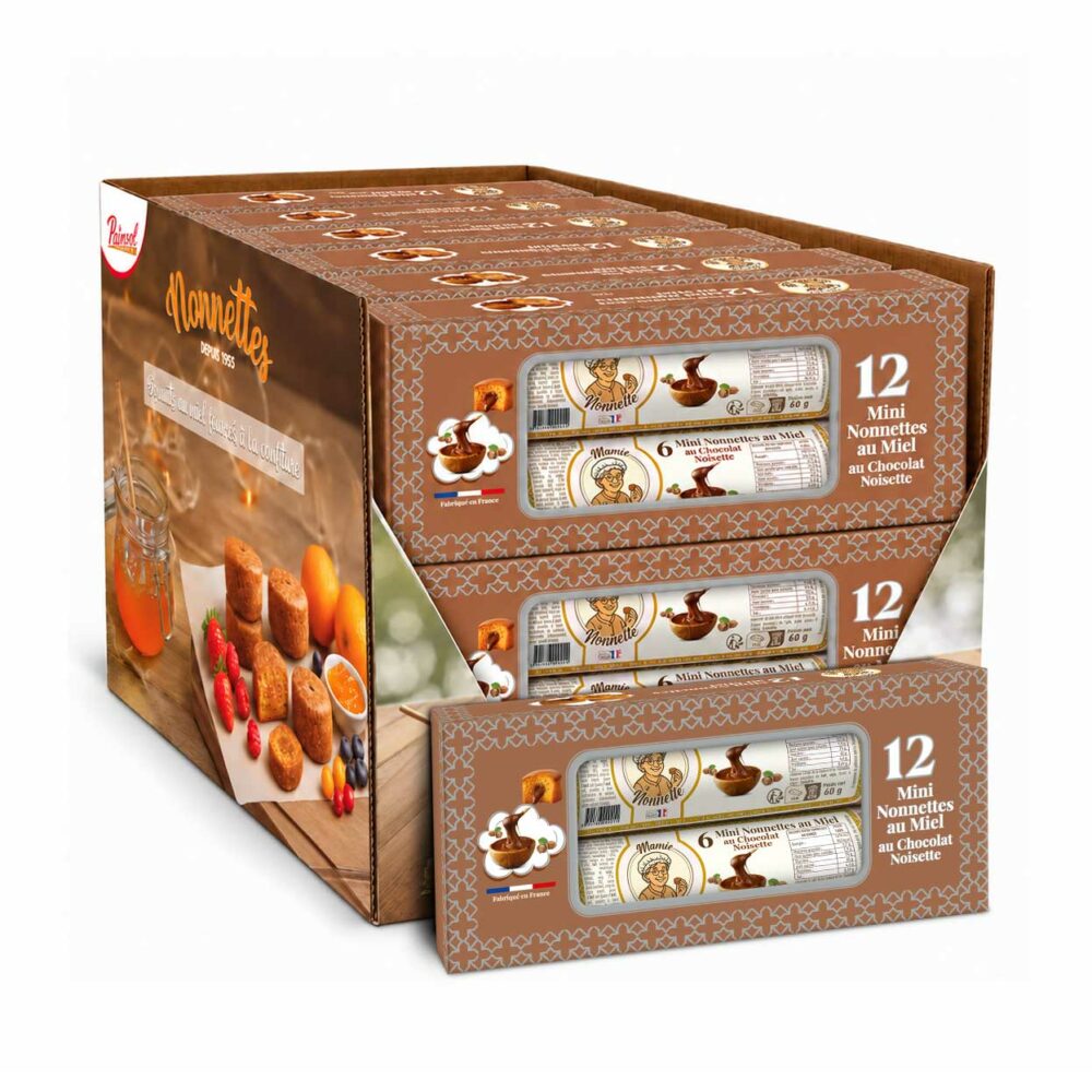Mini Nonnettes Chocolat – Boîte de 2 rouleaux 60 g (12 boîtes)