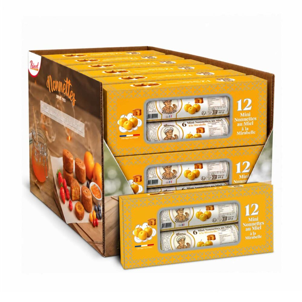Mini Nonnettes Mirabelle – Boîte de 2 rouleaux 60 g (12 boîtes)