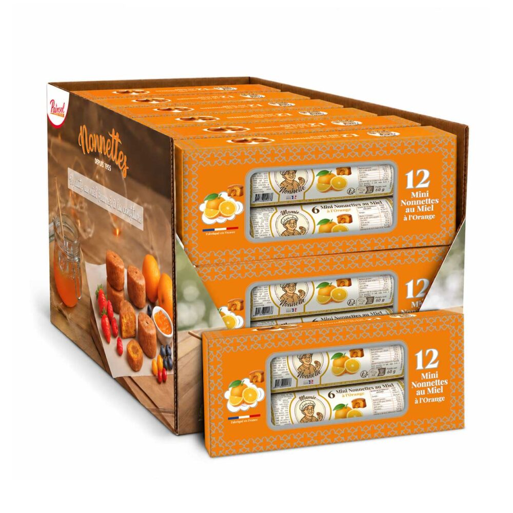 Mini Nonnettes Orange – Boîte de 2 rouleaux 60 g (12 boîtes)