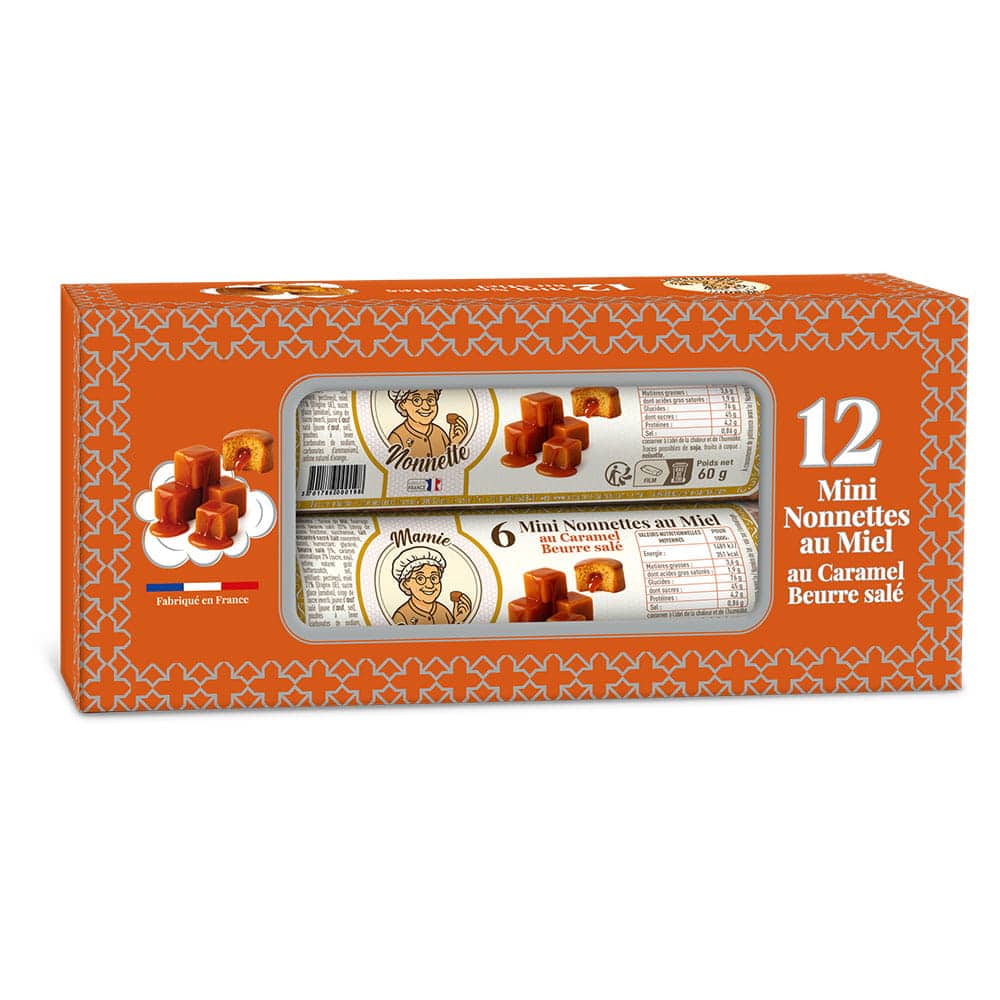Box Mini Nonnettes de Mamie Nonnette au Caramel – Boîte de 2 rouleaux (2 x 60g)