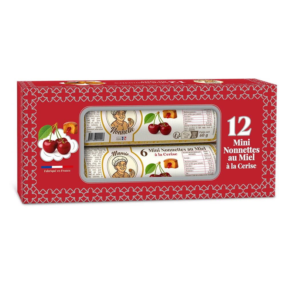 Box Mini Nonnettes de Mamie Nonnette à la Cerise – Boîte de 2 rouleaux (2 x 60g)