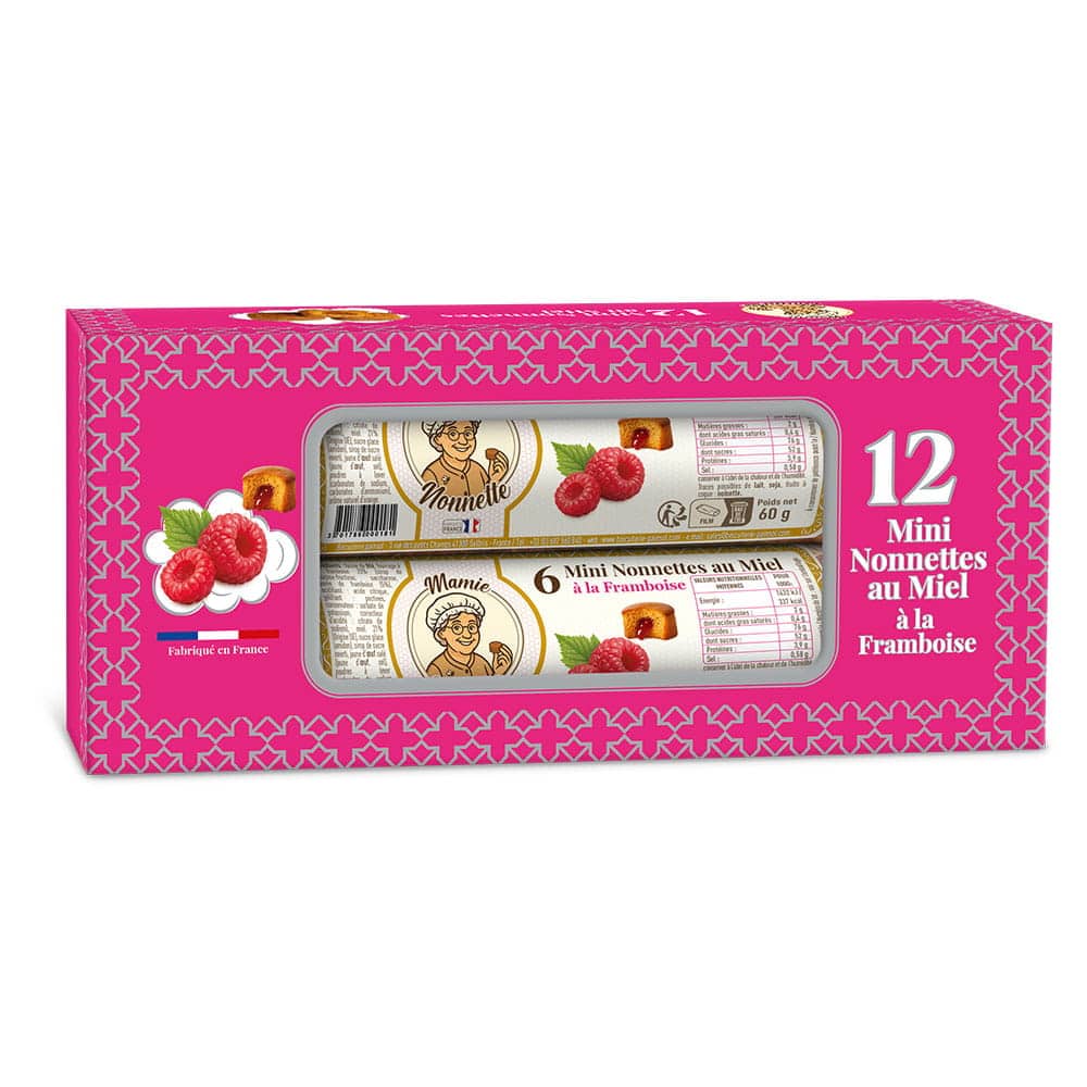 Box Mini Nonnettes de Mamie Nonnette à la Framboise – Boîte de 2 rouleaux (2 x 60g)